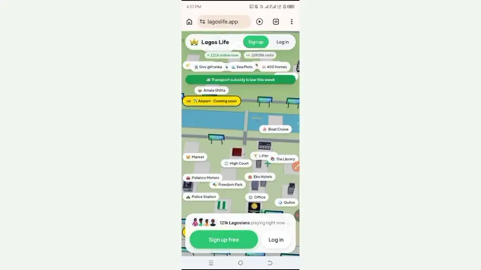 Lagos Life at lagoslife.app with Sign up and Log in on the city map